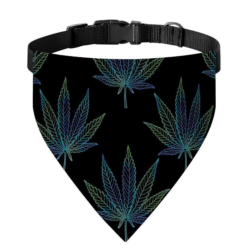Blue And Green Weed Leaf Pattern Print Over The Collar Dog Bandana