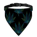 Blue And Green Weed Leaf Pattern Print Over The Collar Dog Bandana