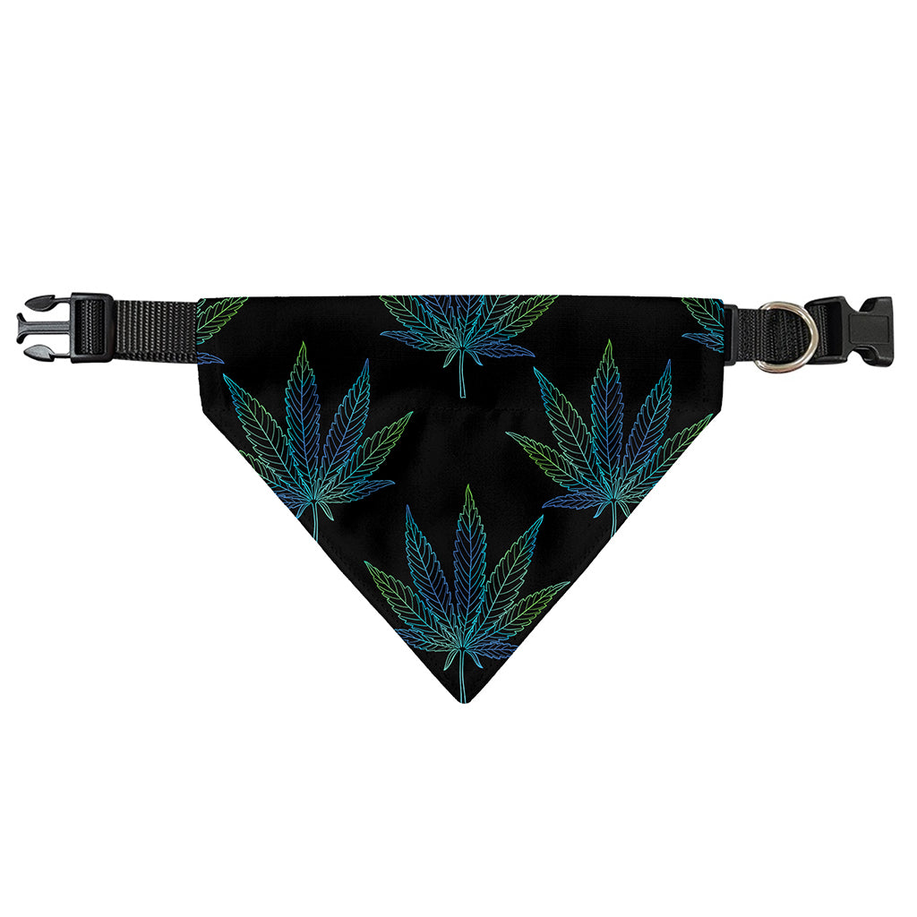 Blue And Green Weed Leaf Pattern Print Over The Collar Dog Bandana