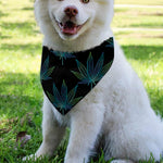 Blue And Green Weed Leaf Pattern Print Over The Collar Dog Bandana