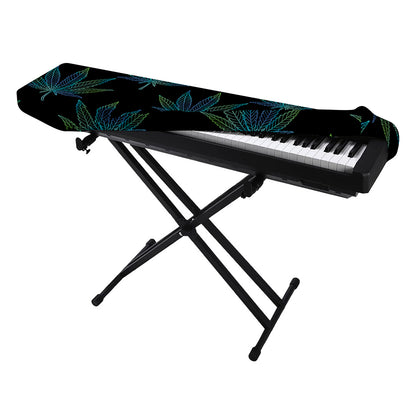 Blue And Green Weed Leaf Pattern Print Piano Keyboard Cover