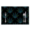 Blue And Green Weed Leaf Pattern Print Placemat