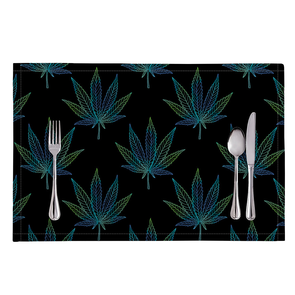 Blue And Green Weed Leaf Pattern Print Placemat