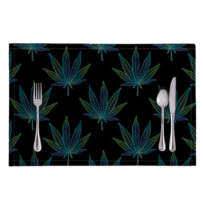 Blue And Green Weed Leaf Pattern Print Placemat