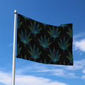 Blue And Green Weed Leaf Pattern Print Polyester Flag