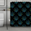 Blue And Green Weed Leaf Pattern Print Polyester Shower Curtain