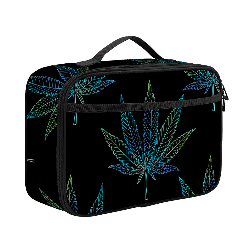 Blue And Green Weed Leaf Pattern Print Portable Lunch Bag