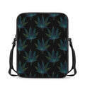 Blue And Green Weed Leaf Pattern Print Rectangular Crossbody Bag