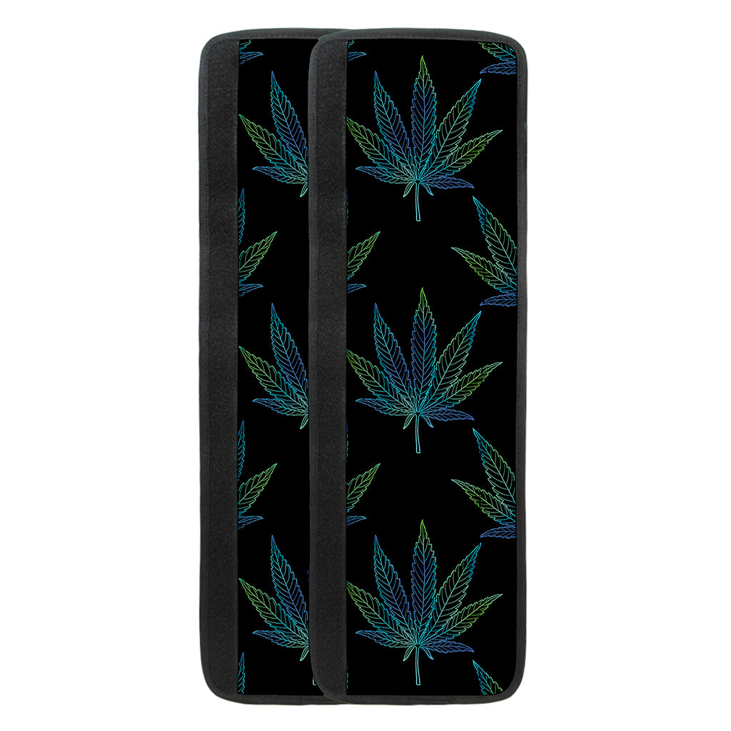 Blue And Green Weed Leaf Pattern Print Refrigerator Handle Covers