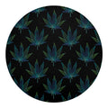 Blue And Green Weed Leaf Pattern Print Round Blanket
