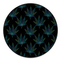 Blue And Green Weed Leaf Pattern Print Round Floor Mat