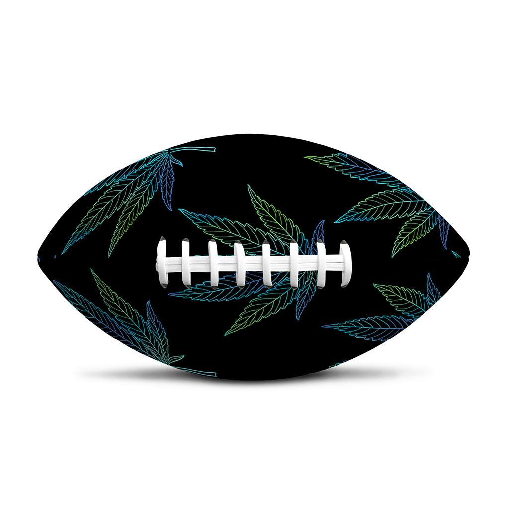 Blue And Green Weed Leaf Pattern Print Rugby Ball