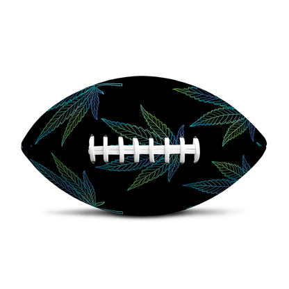 Blue And Green Weed Leaf Pattern Print Rugby Ball