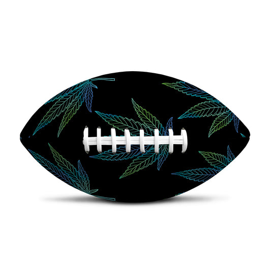 Blue And Green Weed Leaf Pattern Print Rugby Ball