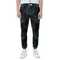 Blue And Green Weed Leaf Pattern Print Joggers