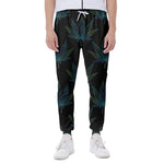 Blue And Green Weed Leaf Pattern Print Scuba Joggers