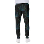 Blue And Green Weed Leaf Pattern Print Scuba Joggers