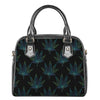 Blue And Green Weed Leaf Pattern Print Shoulder Handbag