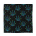 Blue And Green Weed Leaf Pattern Print Silk Bandana