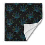 Blue And Green Weed Leaf Pattern Print Silk Bandana