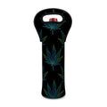 Blue And Green Weed Leaf Pattern Print Single Neoprene Wine Tote