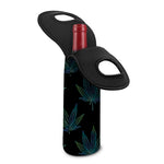 Blue And Green Weed Leaf Pattern Print Single Neoprene Wine Tote