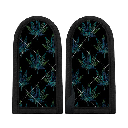 Blue And Green Weed Leaf Pattern Print Skillet Handle Cover