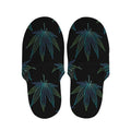 Blue And Green Weed Leaf Pattern Print Slippers