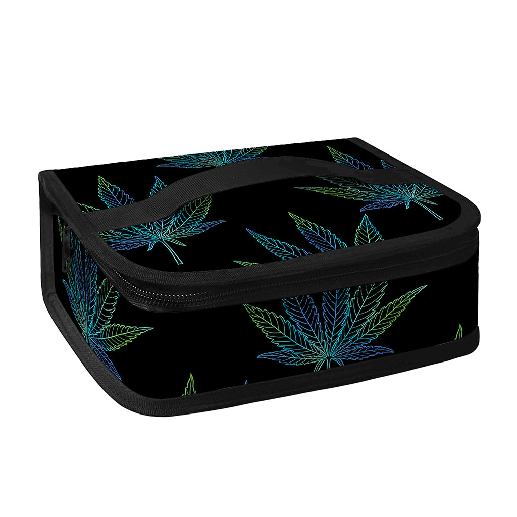 Blue And Green Weed Leaf Pattern Print Small Lunch Bag