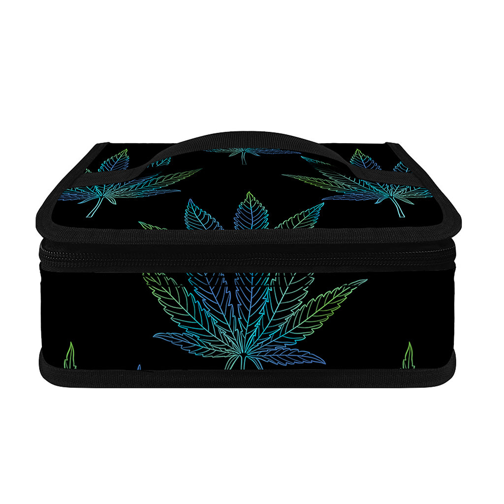 Blue And Green Weed Leaf Pattern Print Small Lunch Bag