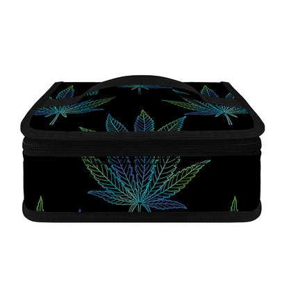 Blue And Green Weed Leaf Pattern Print Small Lunch Bag