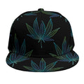 Blue And Green Weed Leaf Pattern Print Snapback Cap