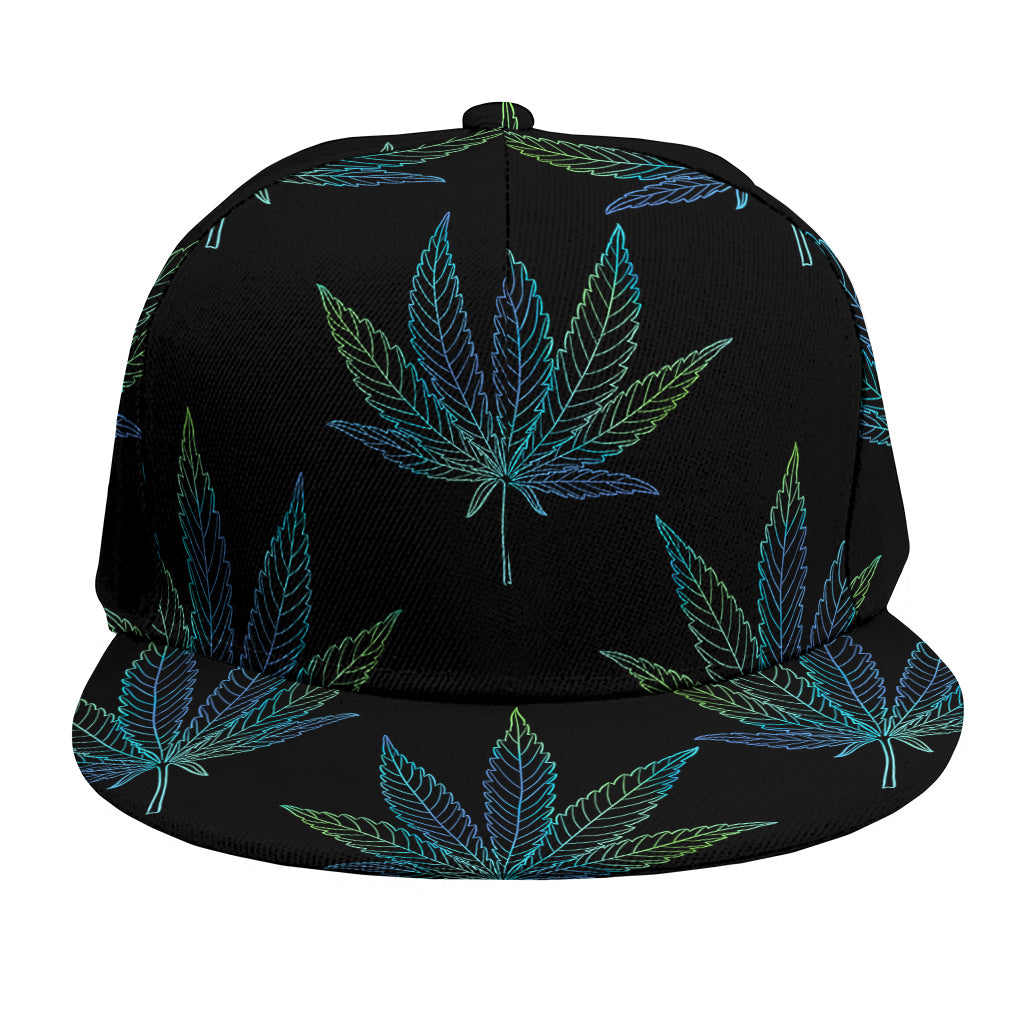 Blue And Green Weed Leaf Pattern Print Snapback Cap