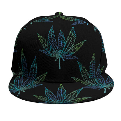 Blue And Green Weed Leaf Pattern Print Snapback Cap