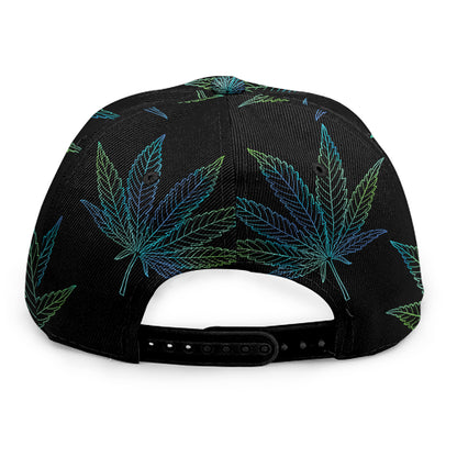 Blue And Green Weed Leaf Pattern Print Snapback Cap