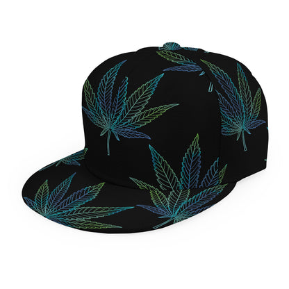 Blue And Green Weed Leaf Pattern Print Snapback Cap