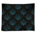 Blue And Green Weed Leaf Pattern Print Tapestry