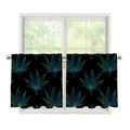 Blue And Green Weed Leaf Pattern Print Tier Curtains