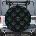 Blue And Green Weed Leaf Pattern Print Tire Cover With Camera Hole