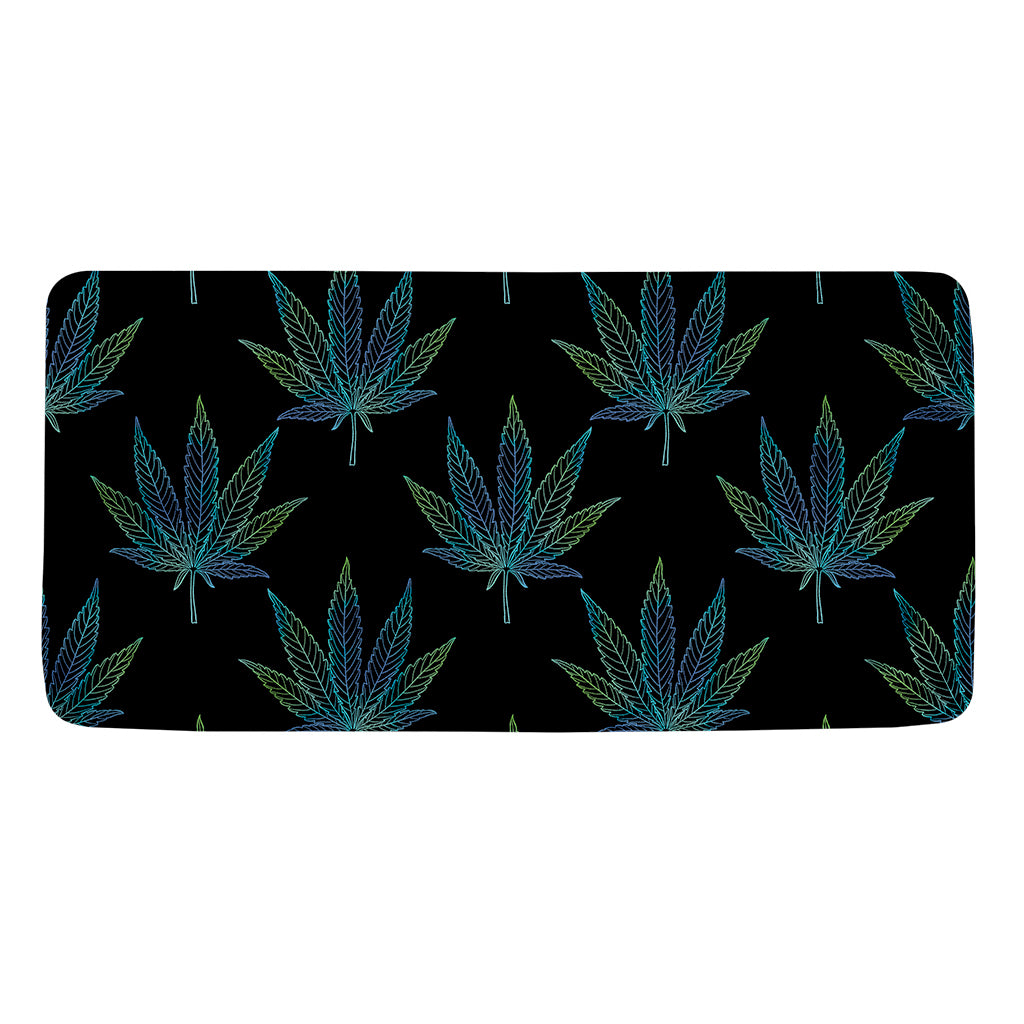Blue And Green Weed Leaf Pattern Print Towel