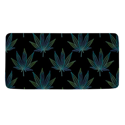 Blue And Green Weed Leaf Pattern Print Towel