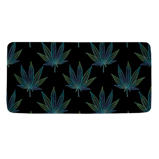 Blue And Green Weed Leaf Pattern Print Towel