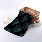 Blue And Green Weed Leaf Pattern Print Towel