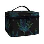 Blue And Green Weed Leaf Pattern Print Travel Makeup Bag