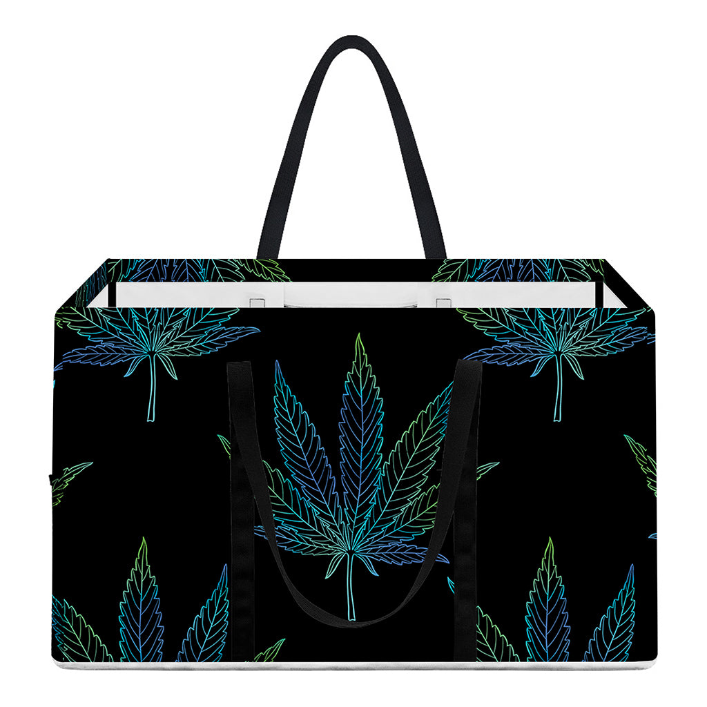 Blue And Green Weed Leaf Pattern Print Utility Tote Bag