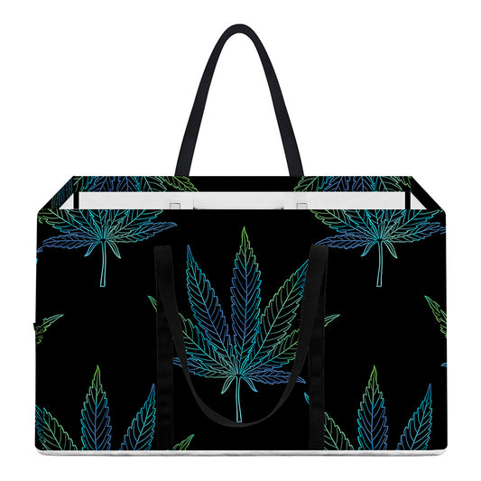 Blue And Green Weed Leaf Pattern Print Utility Tote Bag