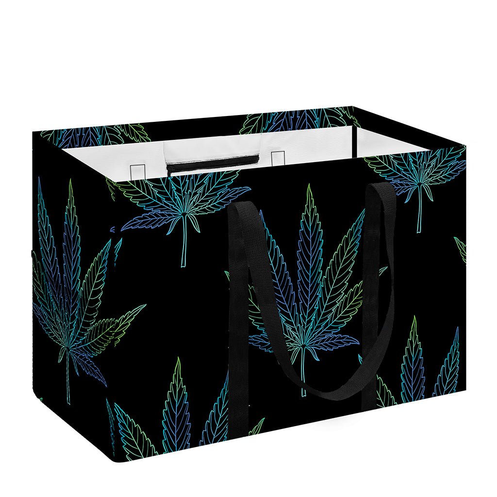 Blue And Green Weed Leaf Pattern Print Utility Tote Bag