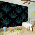 Blue And Green Weed Leaf Pattern Print Wall Sticker