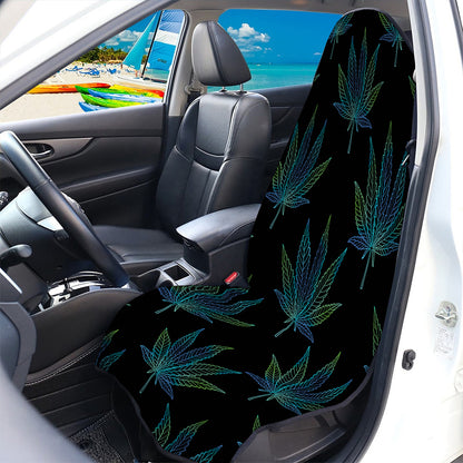 Blue And Green Weed Leaf Pattern Print Waterproof Car Seat Cover