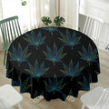 Blue And Green Weed Leaf Pattern Print Waterproof Round Tablecloth